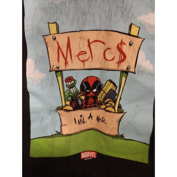 Marvel cropped women's small black tank top. 1 mil a merc. Spiderman. - Picture 2 of 4